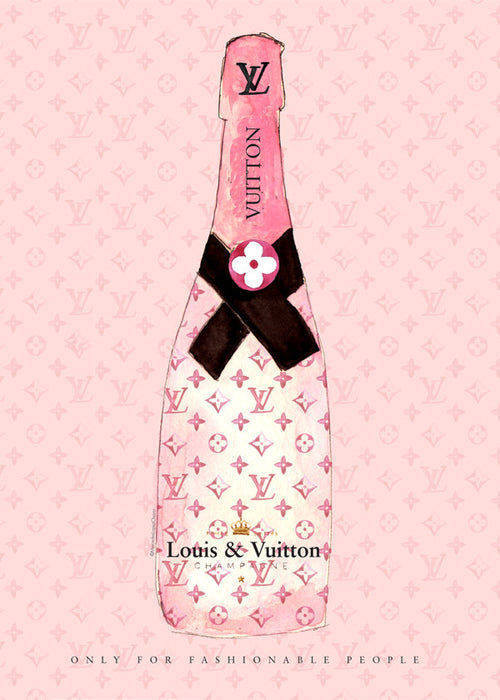 Illustration af LV-champagneflaske i pink