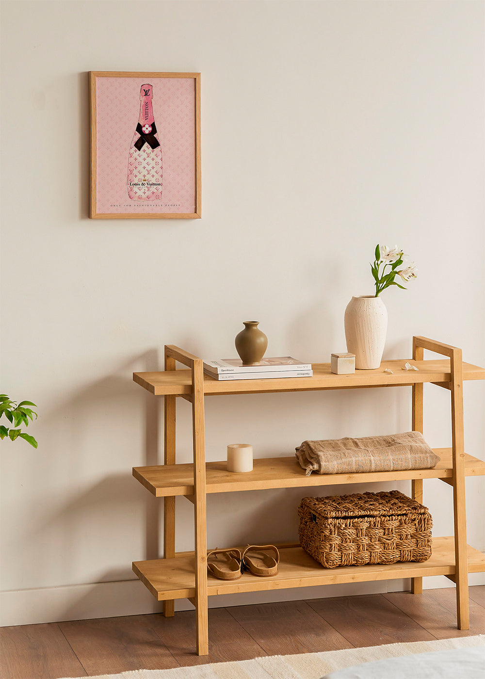 Illustration af LV-champagneflaske i pink