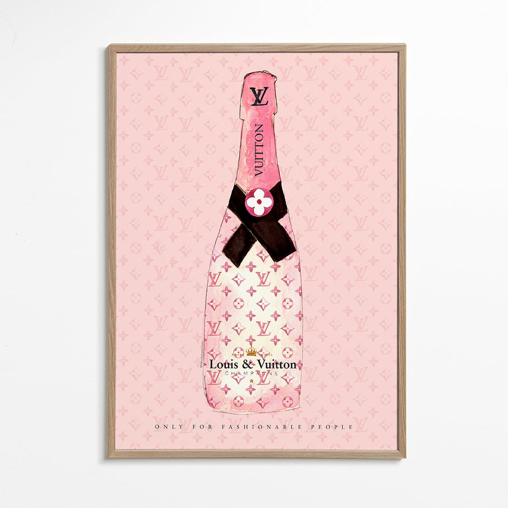 Illustration af LV-champagneflaske i pink
