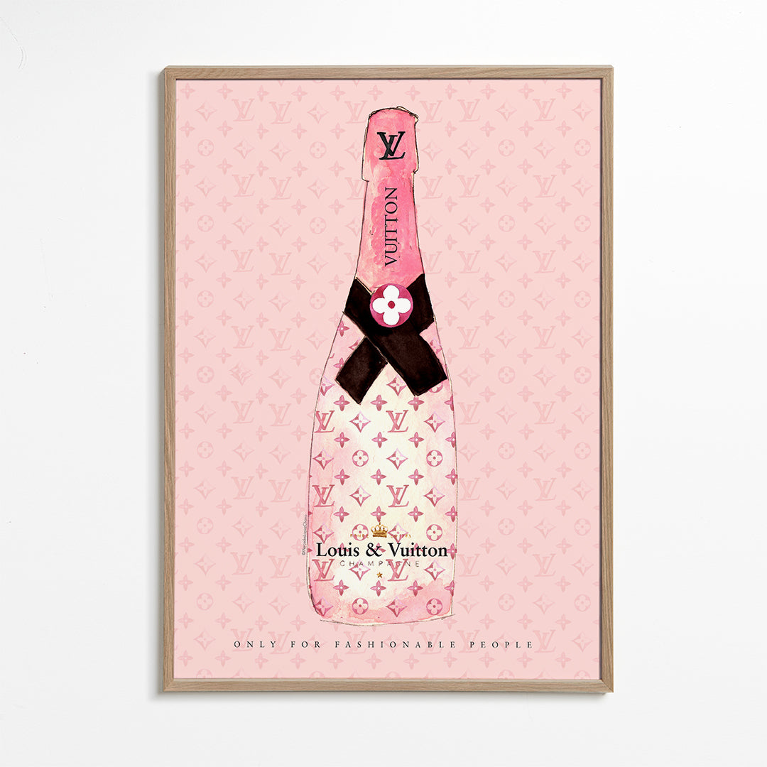 Illustration af LV-champagneflaske i pink