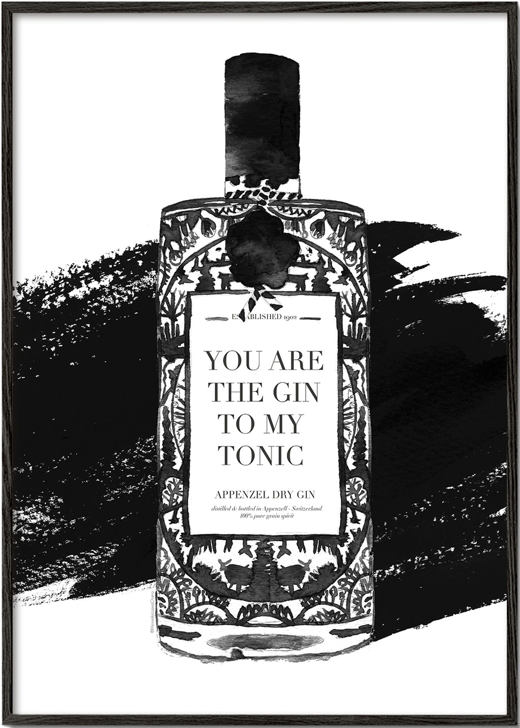 Køkkenkunst Gin to my tonic typografisk print