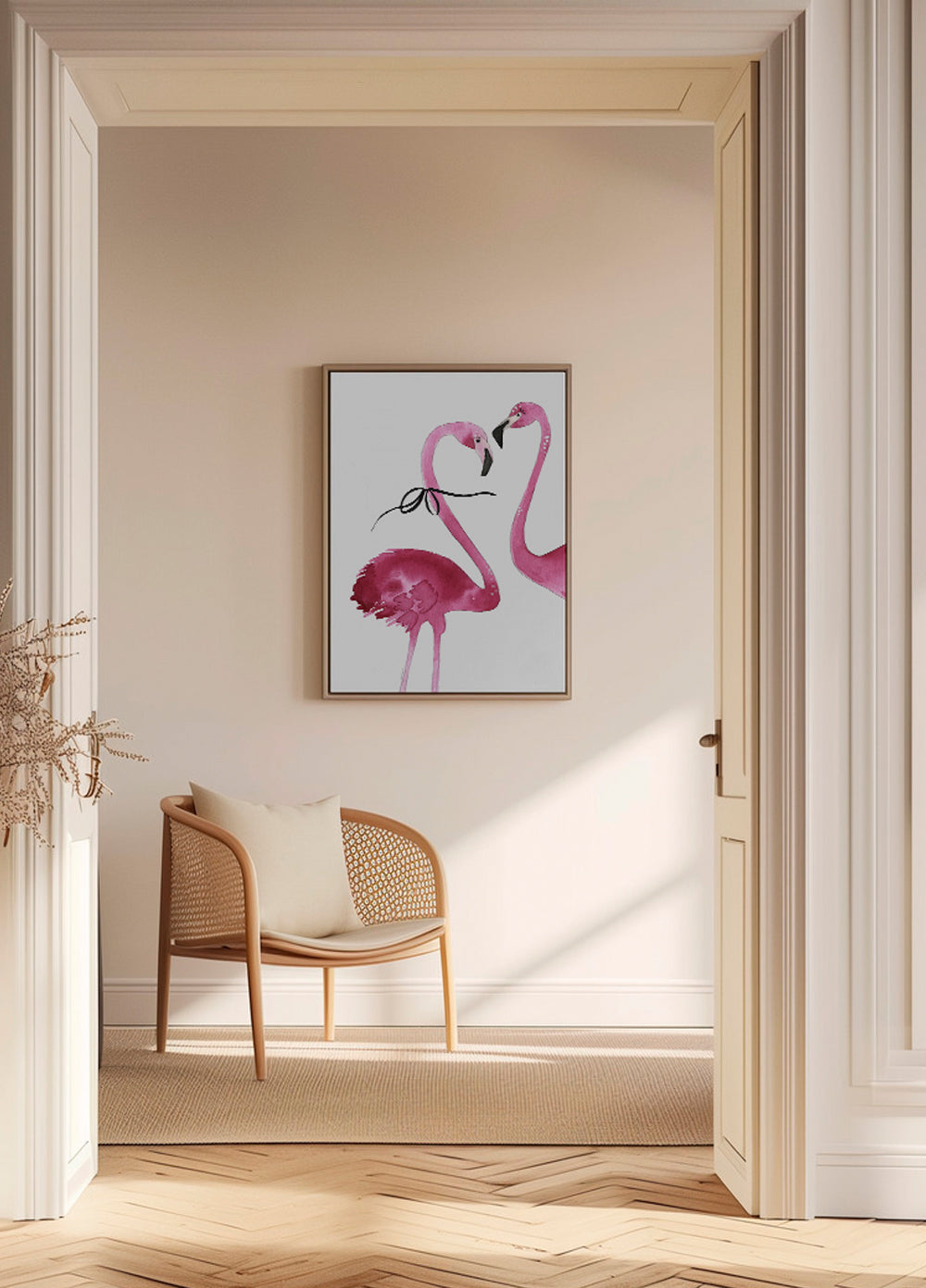 Kunst rosa flamingo akvarel