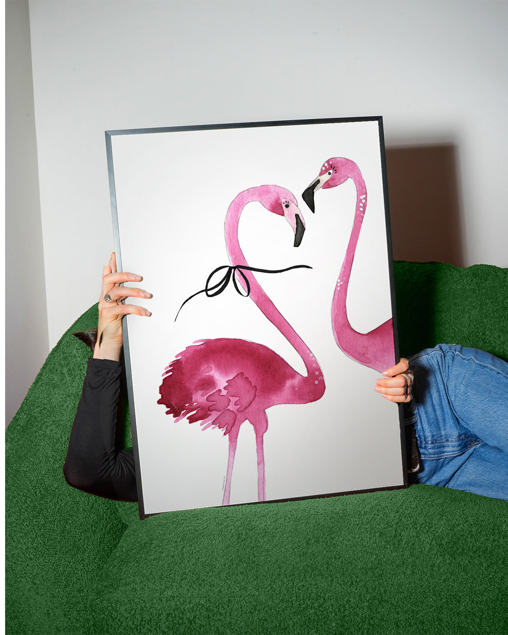 Kunst rosa flamingo akvarel