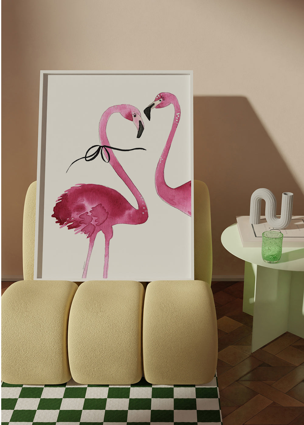 Kunst rosa flamingo akvarel