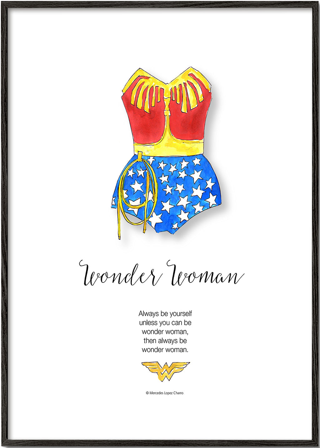 Wonder Woman akvarel illustration
