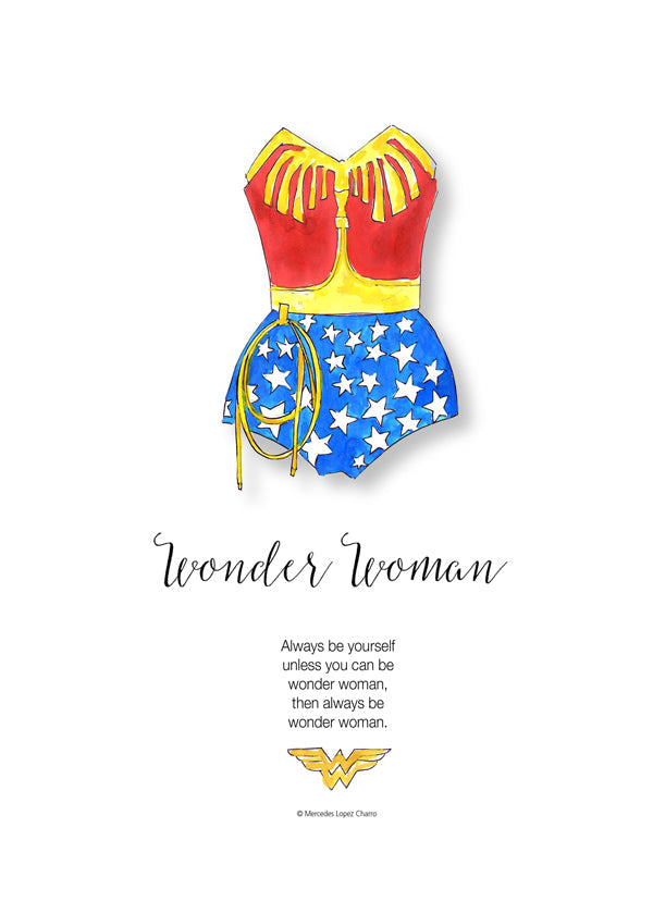 Wonder Woman akvarel illustration