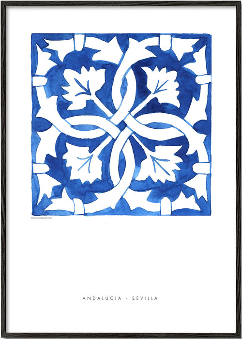 Botanisk plakat: Sevilla-flise i blå