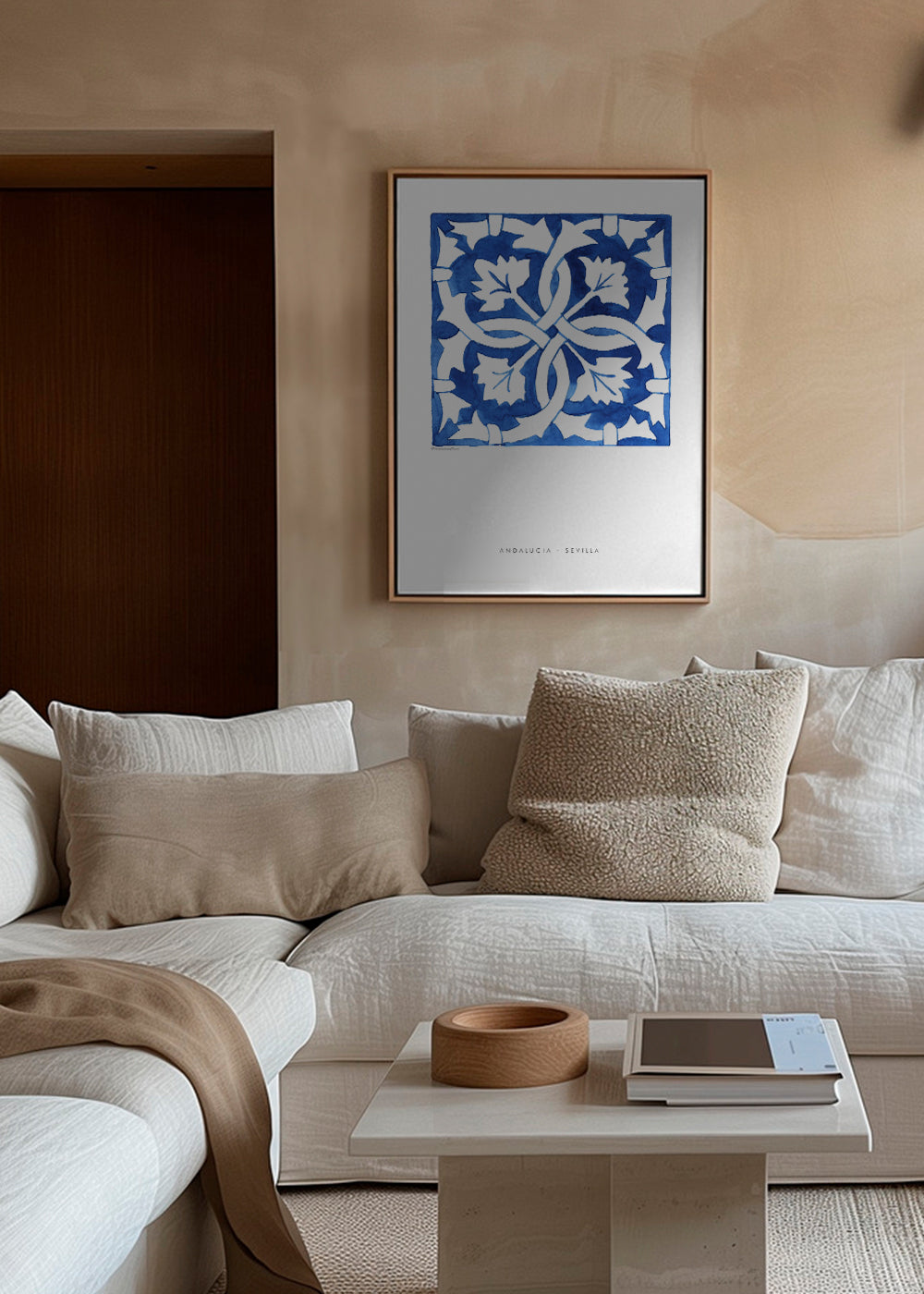 Botanisk plakat: Sevilla-flise i blå
