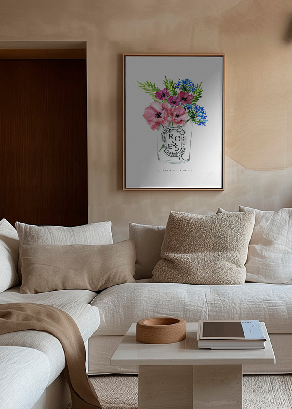 Botanisk plakat: akvarel buket i glas