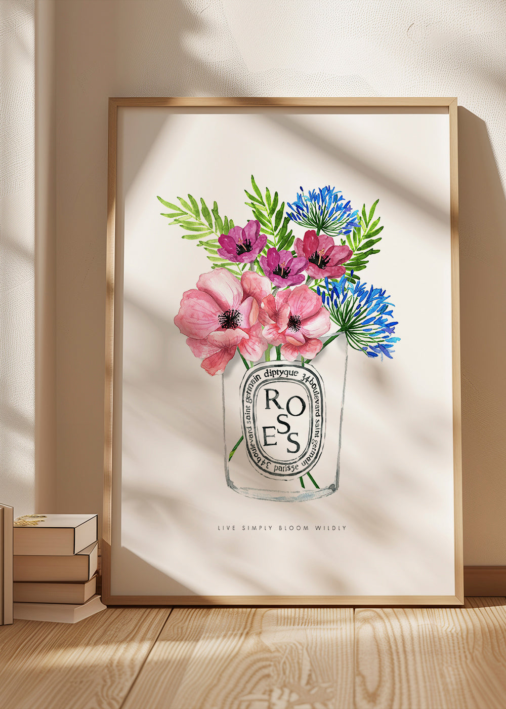 Botanisk plakat: akvarel buket i glas