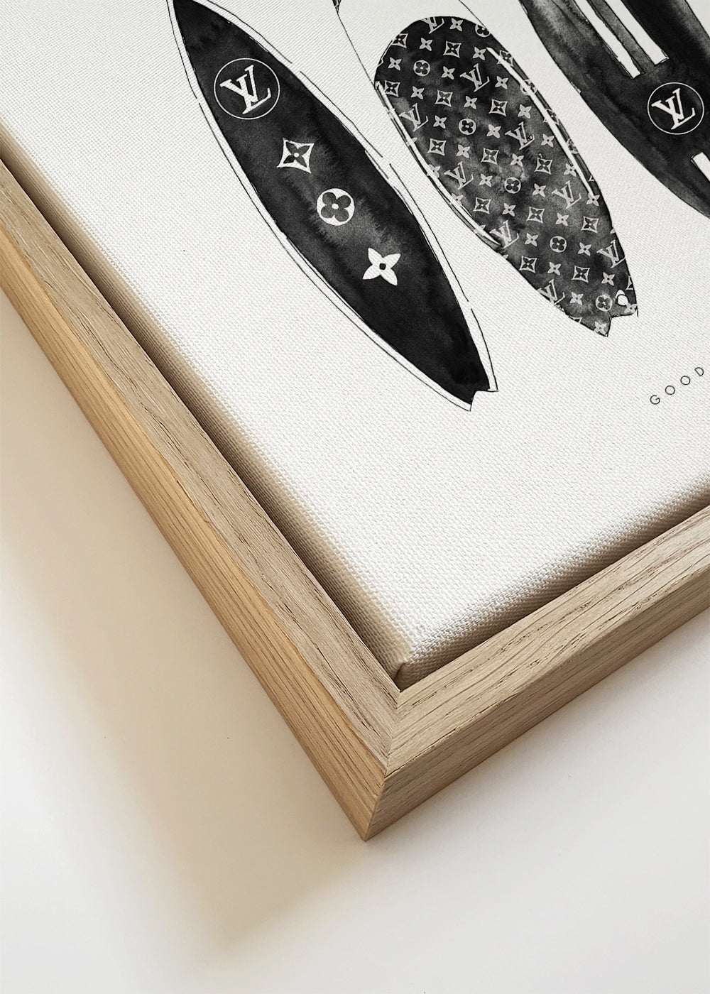 Sportkunst surfboards i sort-hvid