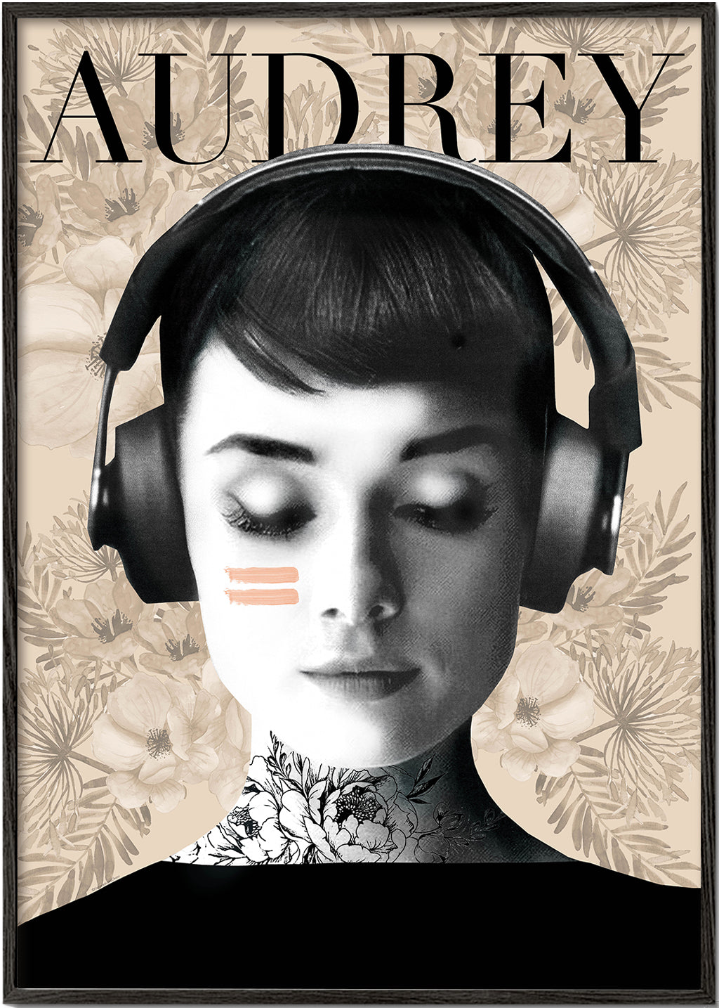 Vintage plakat Audrey med hovedtelefoner