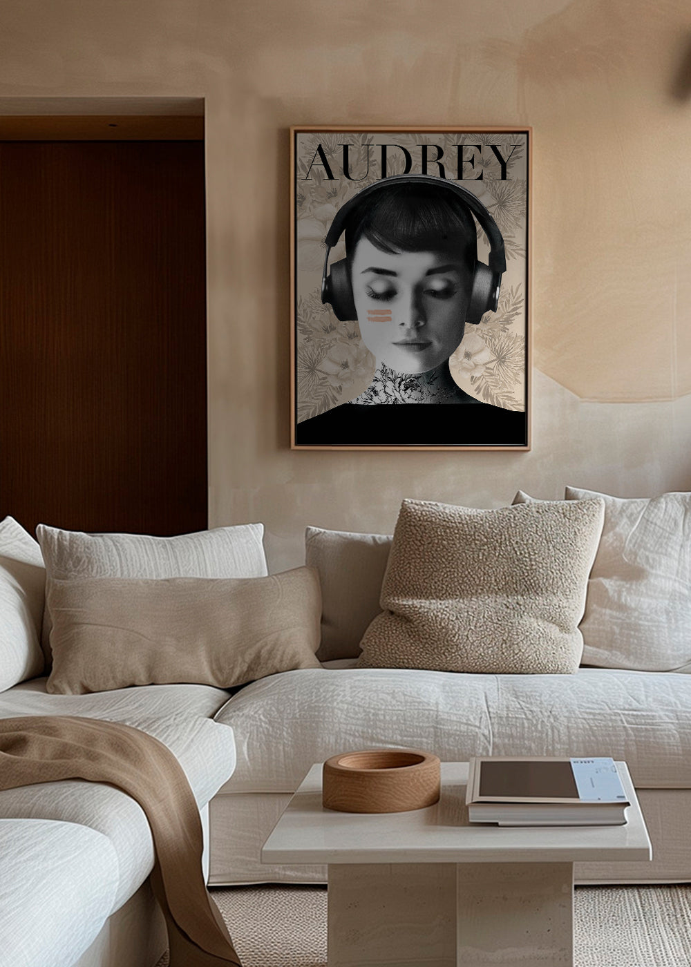Vintage plakat Audrey med hovedtelefoner