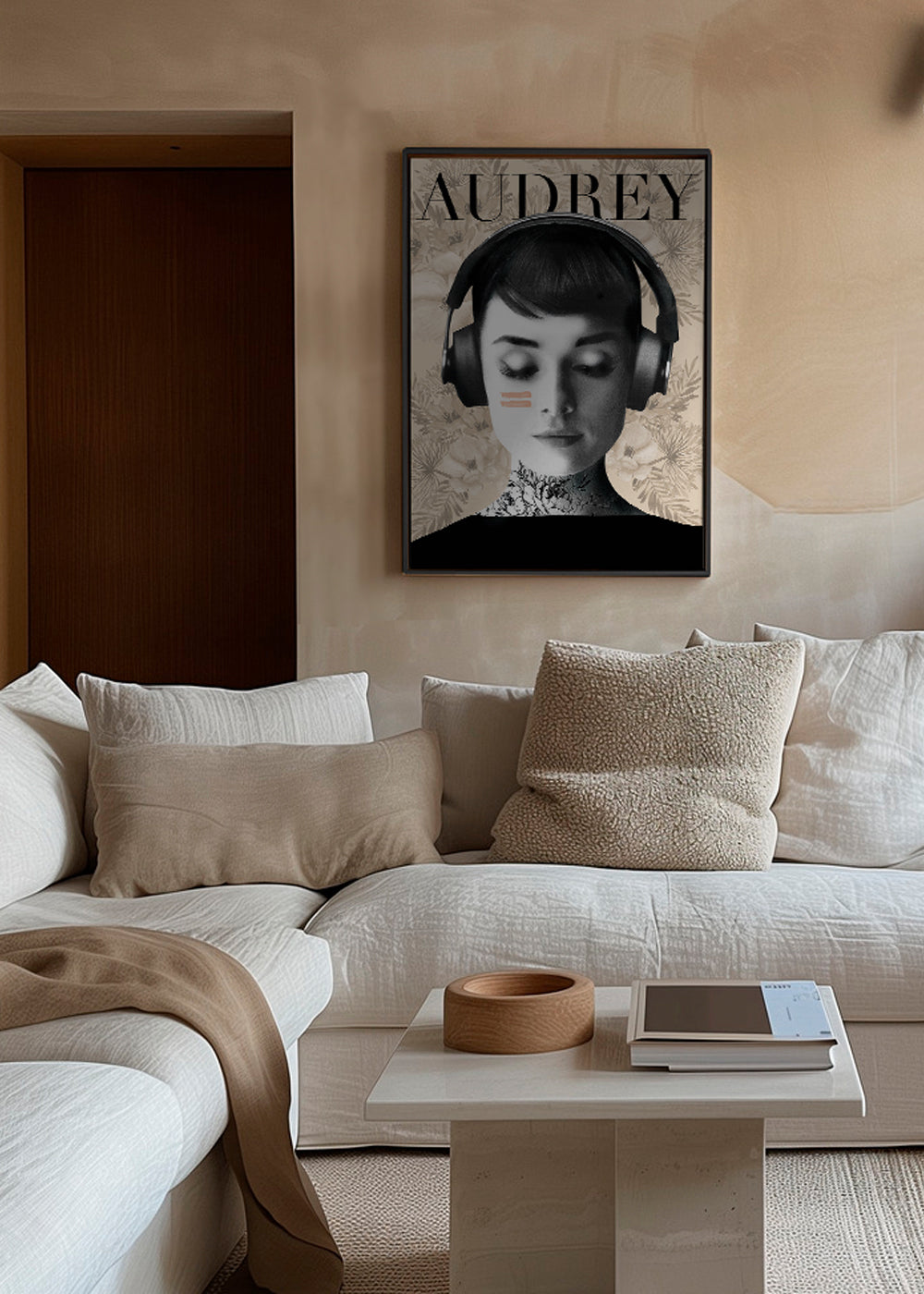 Vintage plakat Audrey med hovedtelefoner