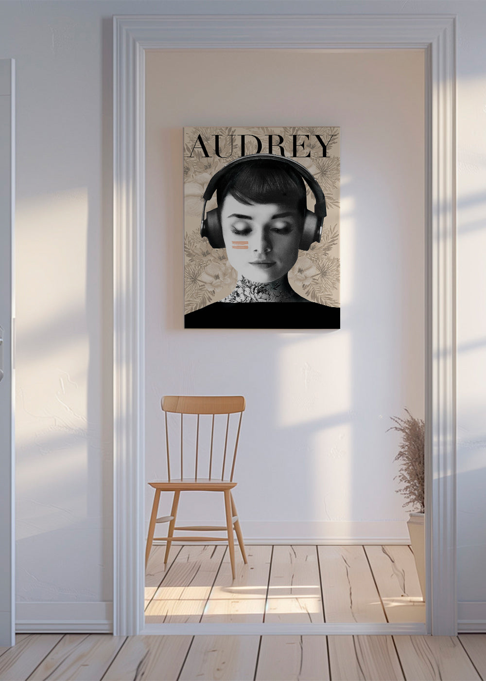 Vintage plakat Audrey med hovedtelefoner