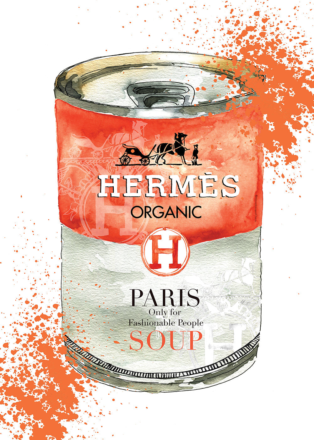 Køkkenkunst Hermès Soup illustreret dåse
