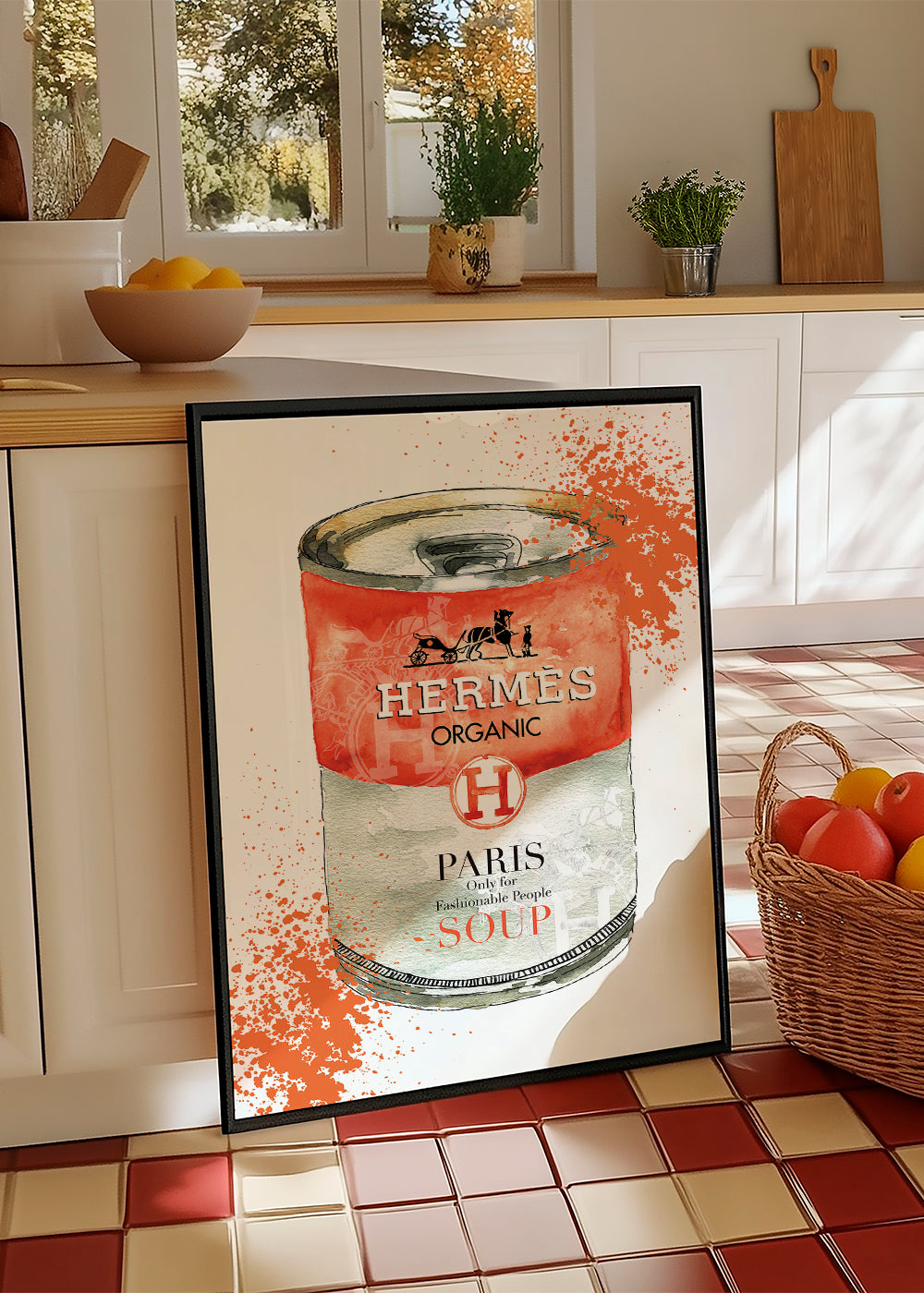 Køkkenkunst Hermès Soup illustreret dåse