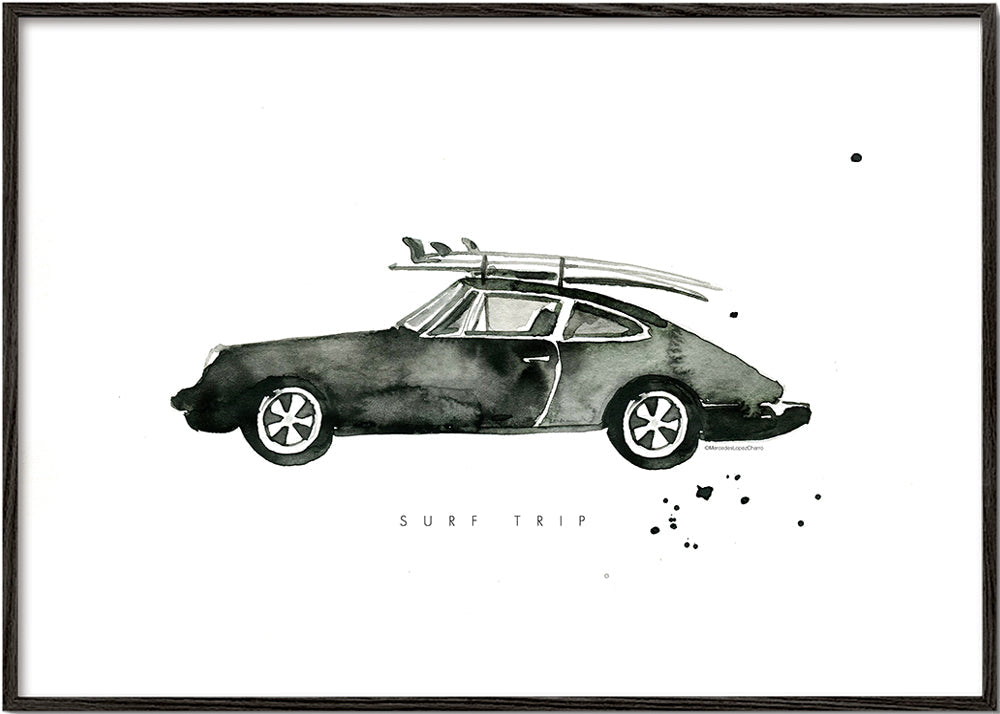Sportskunst: Porsche med surfboards