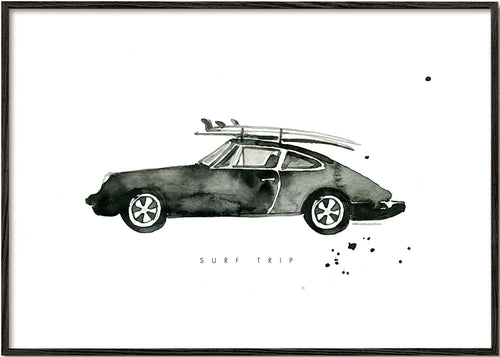 Sportskunst: Porsche med surfboards