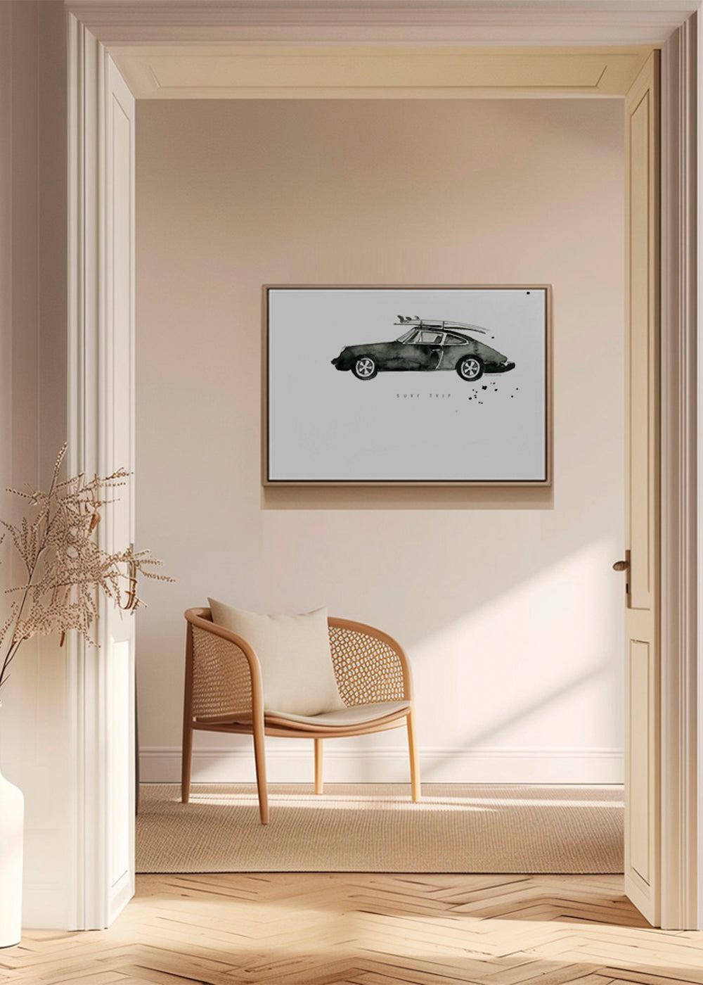 Sportskunst: Porsche med surfboards