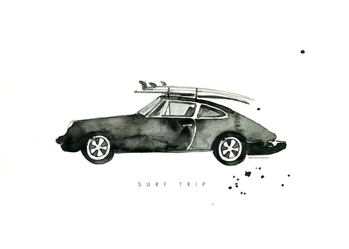 Sportskunst: Porsche med surfboards