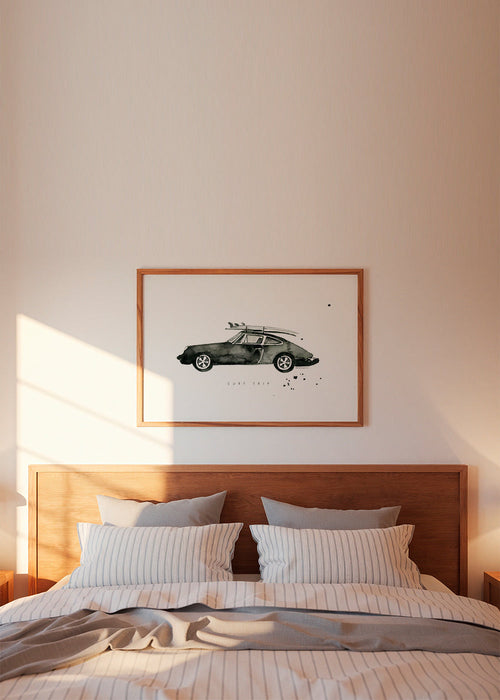 Sportskunst: Porsche med surfboards