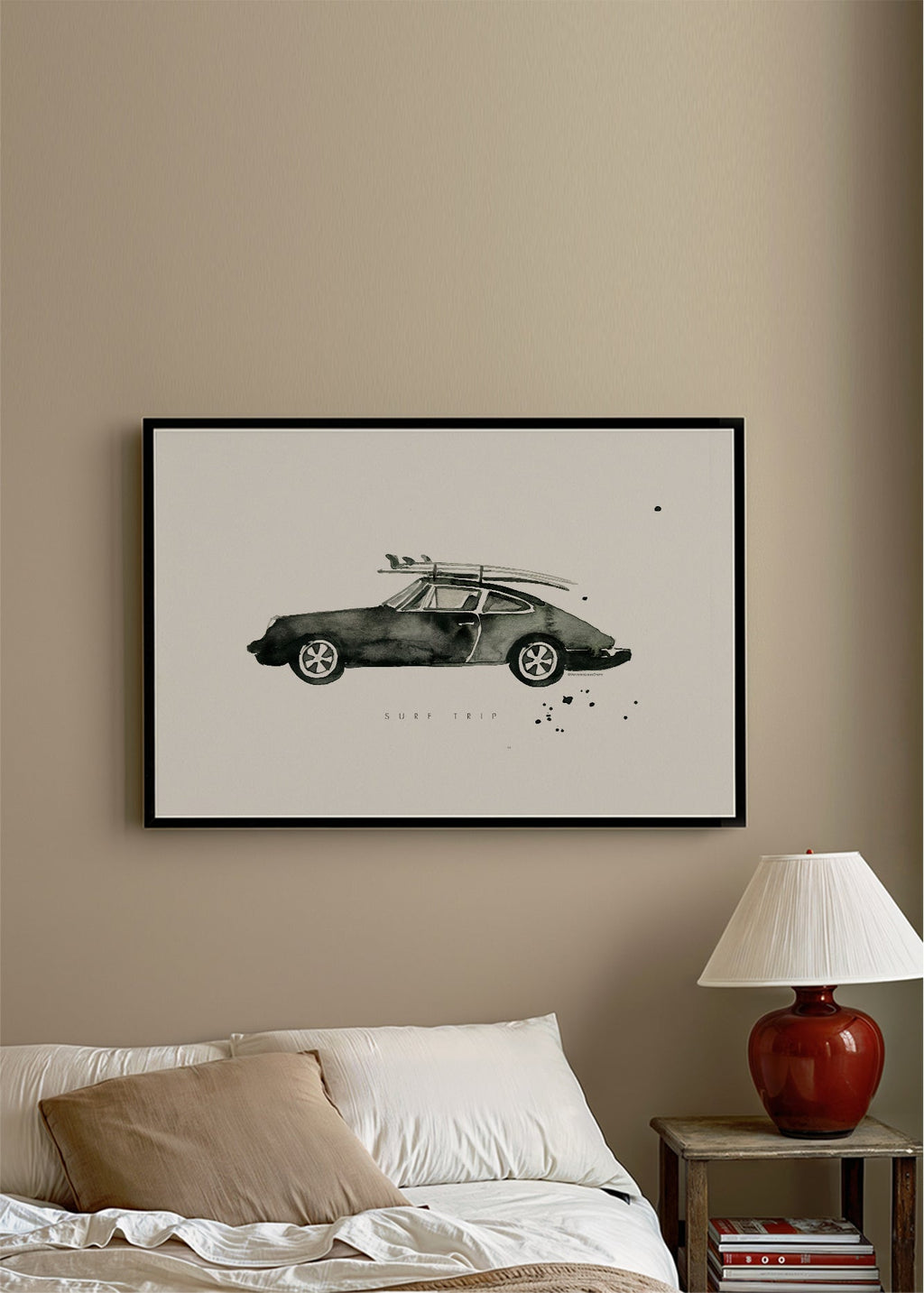 Sportskunst: Porsche med surfboards