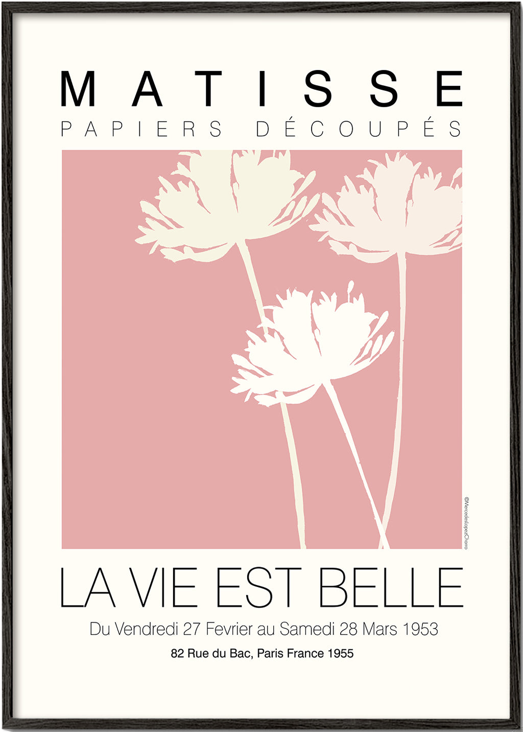 Botanisk plakat Matisse rosa udklip