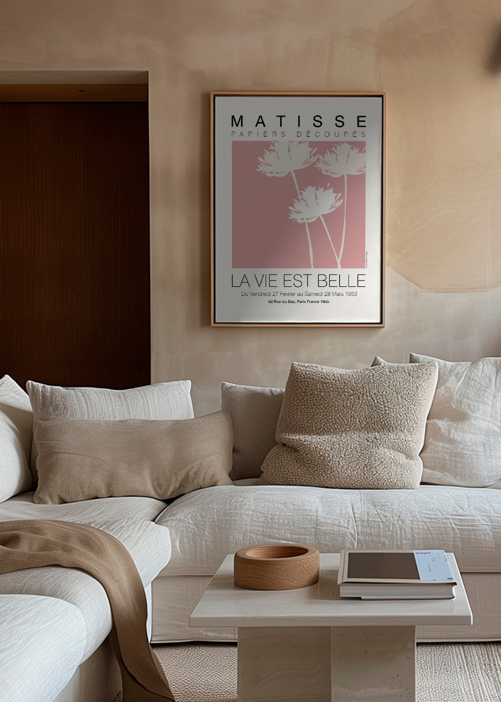 Botanisk plakat Matisse rosa udklip