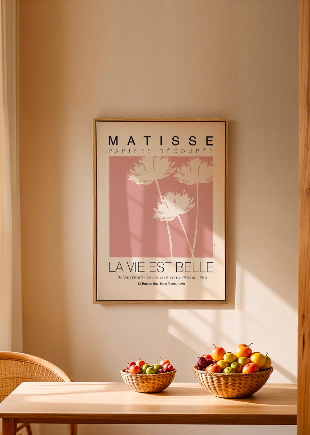 Botanisk plakat Matisse rosa udklip