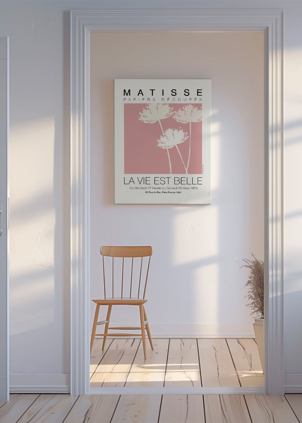 Botanisk plakat Matisse rosa udklip