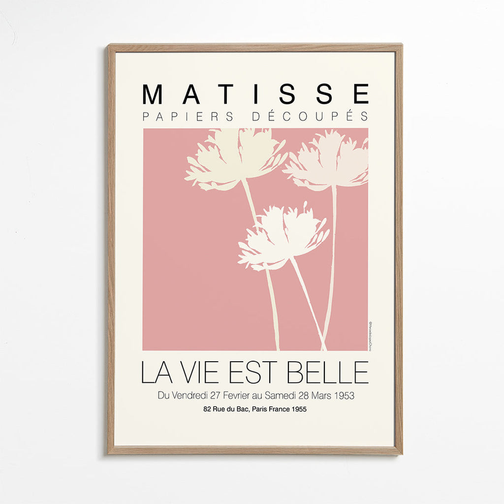 Botanisk plakat Matisse rosa udklip