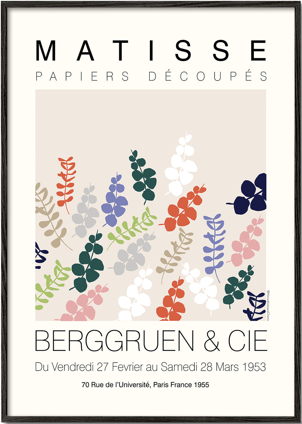 Botanisk plakat Matisse udskårne blade