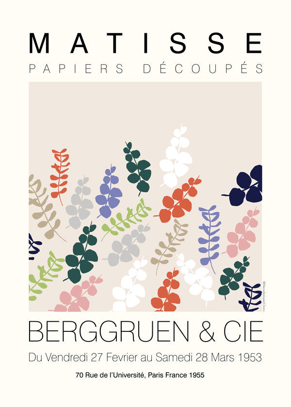 Botanisk plakat Matisse udskårne blade