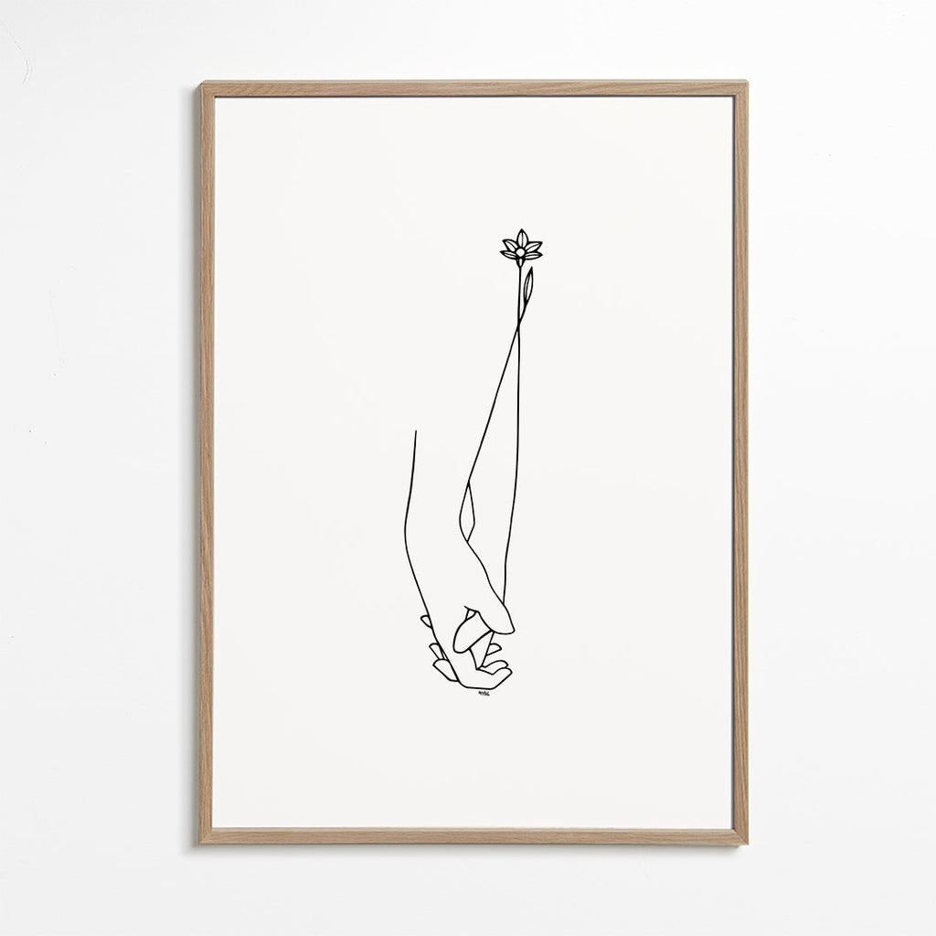 Minimal linjeillustration af hænder