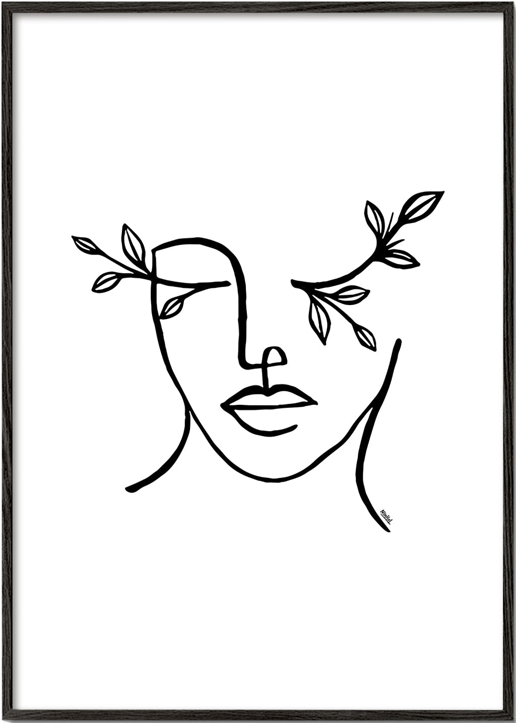 Botanisk plakat lineært ansigt