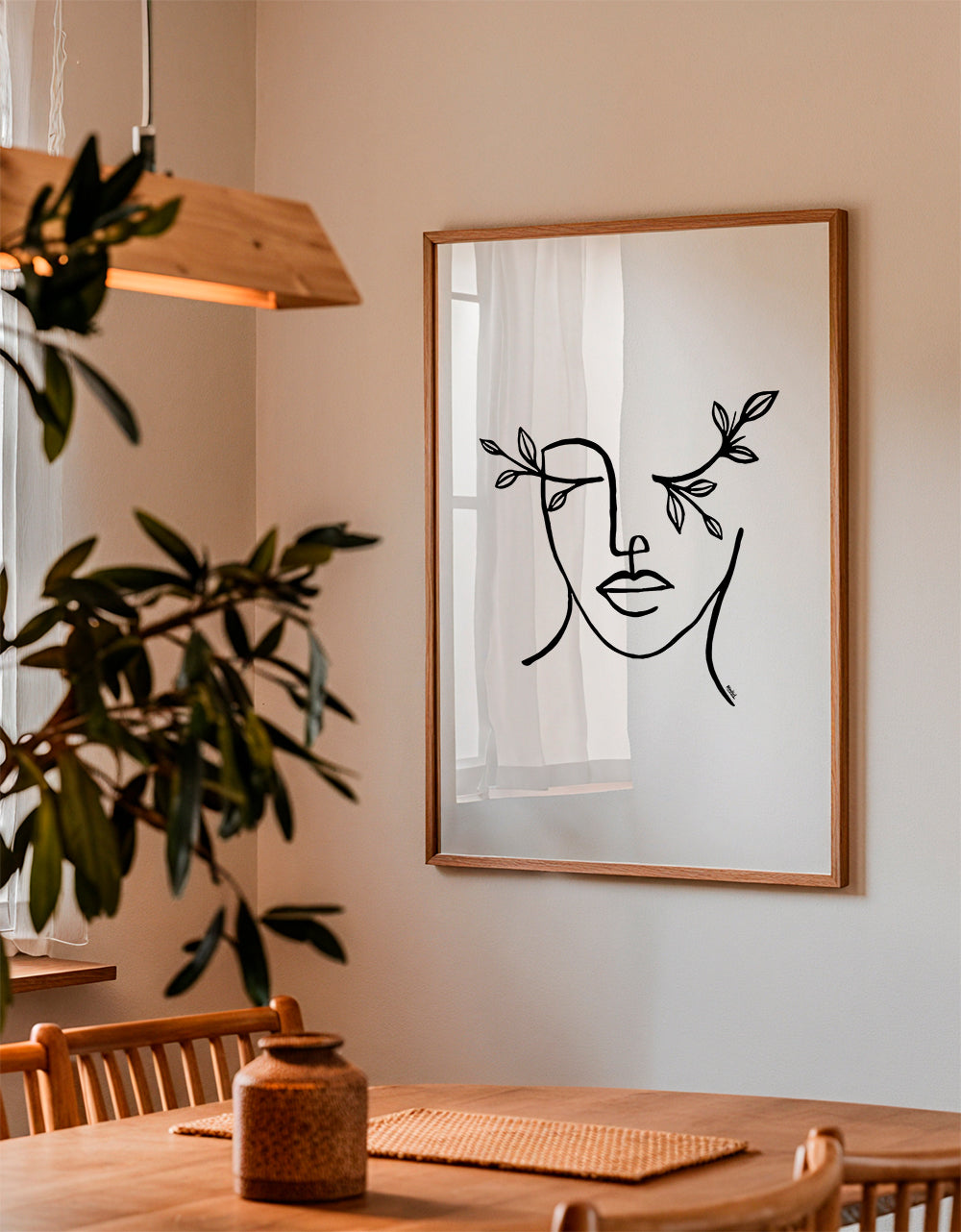 Botanisk plakat lineært ansigt