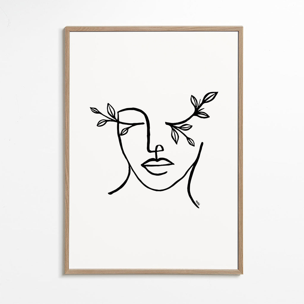 Botanisk plakat lineært ansigt