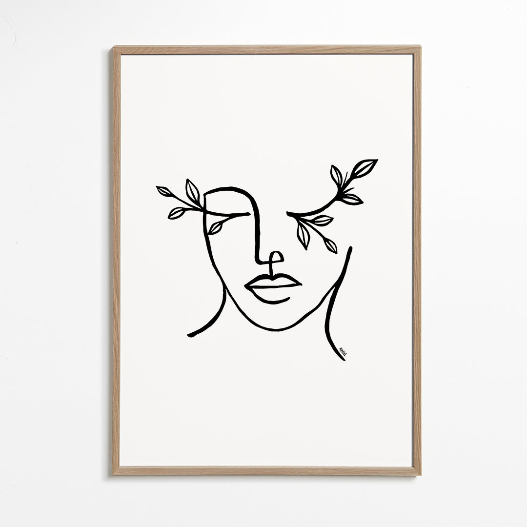Botanisk plakat lineært ansigt