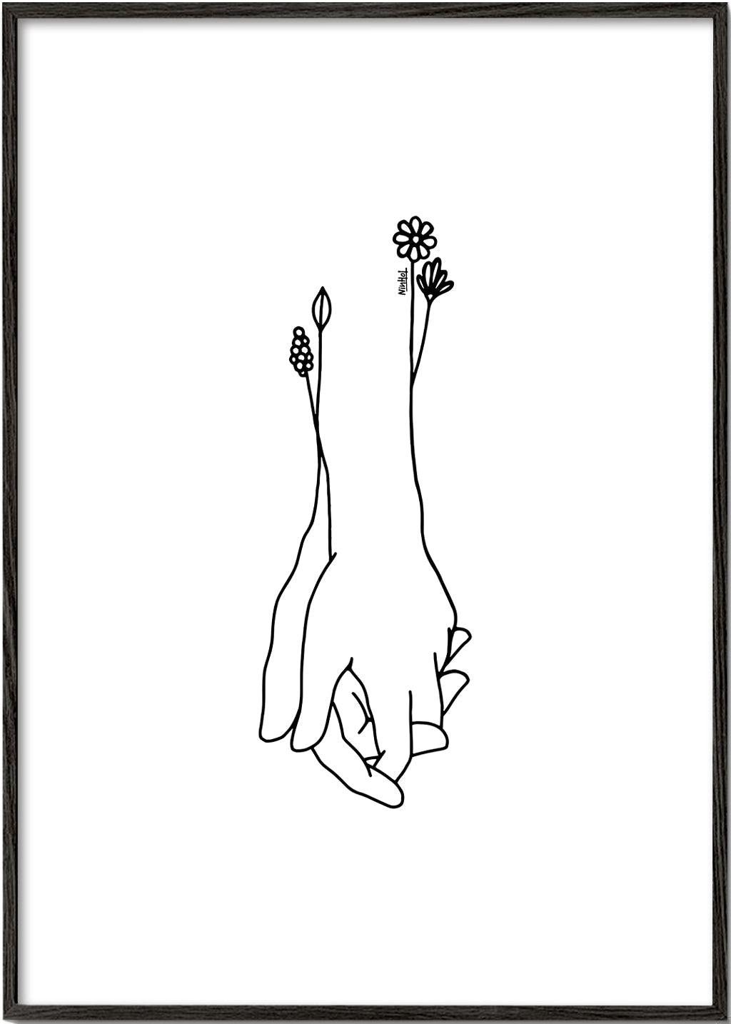 Botanisk plakat sammenflettede hænder