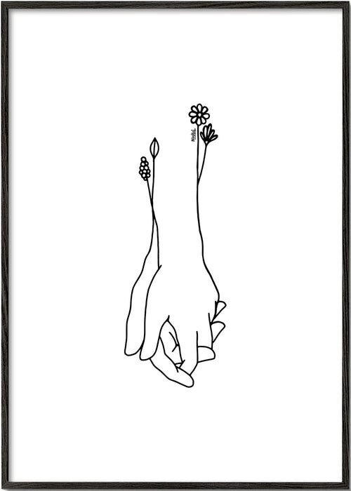 Botanisk plakat sammenflettede hænder