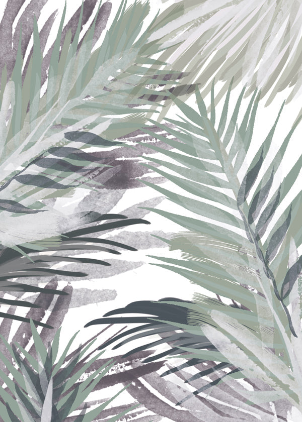 Botanisk plakat med palmer i akvarel