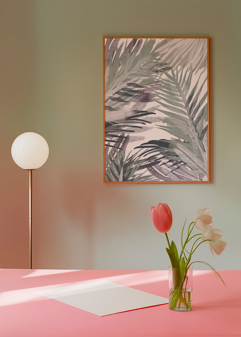 Botanisk plakat med palmer i akvarel