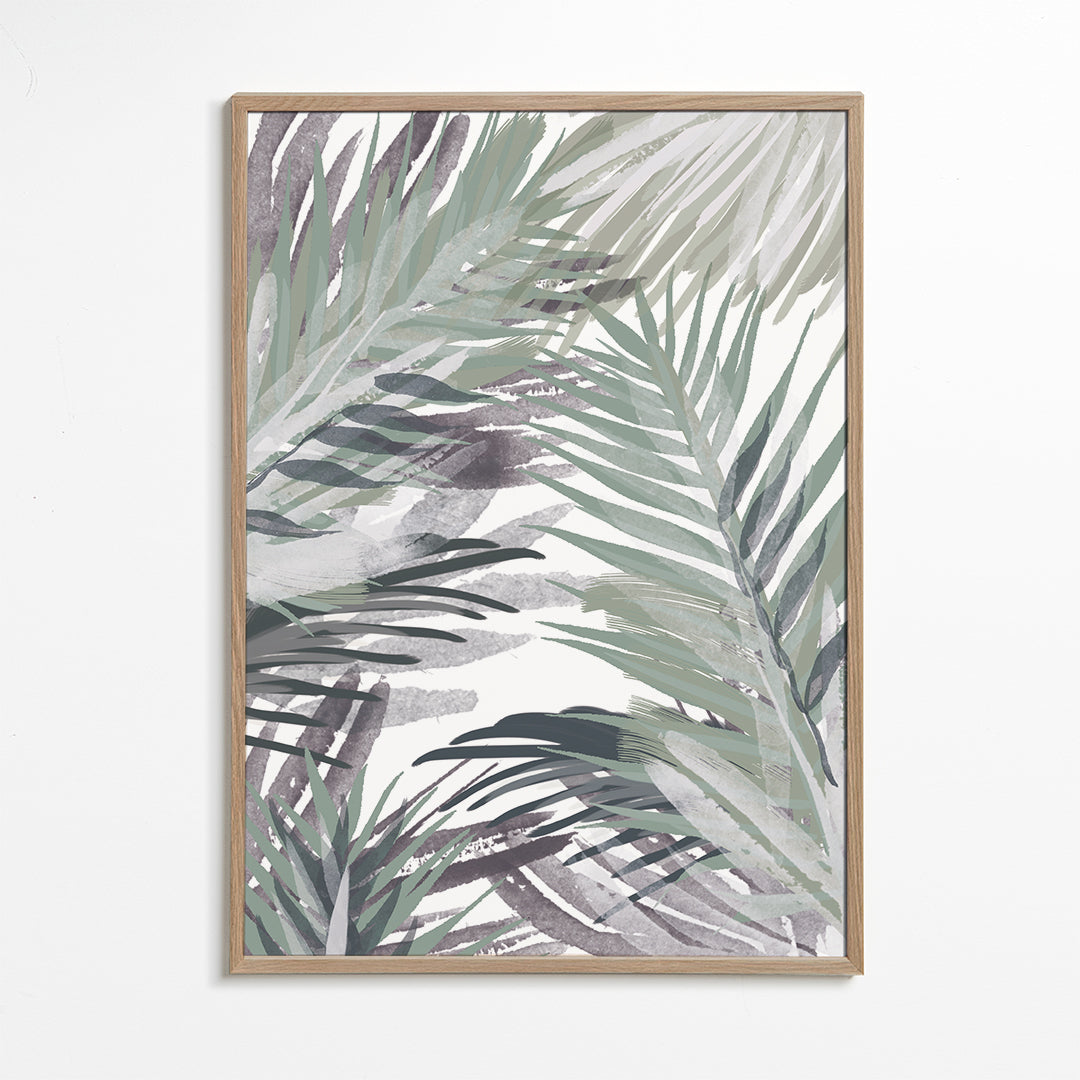 Botanisk plakat med palmer i akvarel