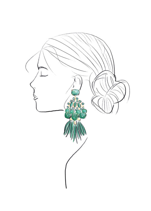 Illustration profil af kvinde med grønne øreringe