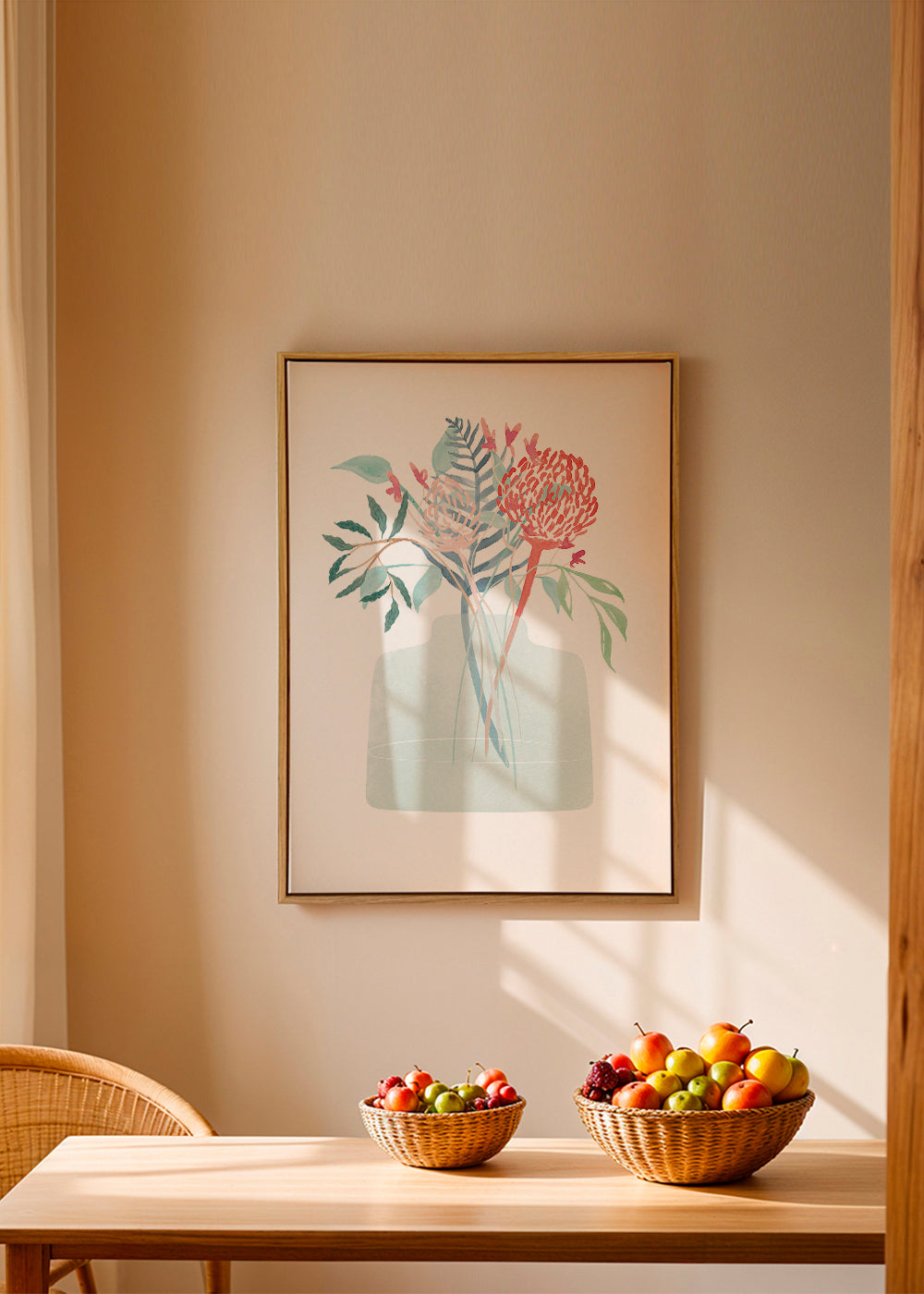 Botanisk plakat med akvarel vase
