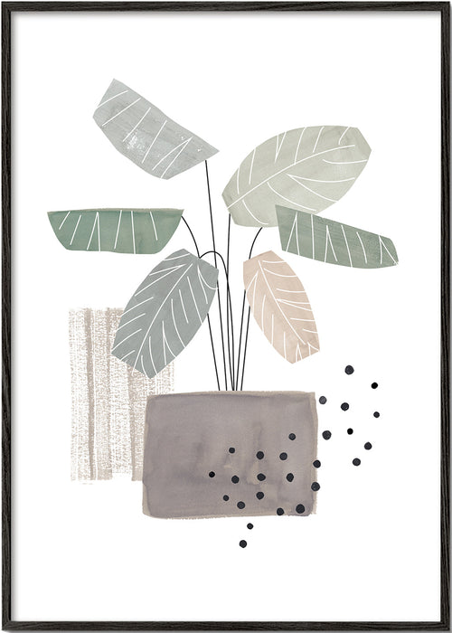 Botanisk plakat med stiliserede blade
