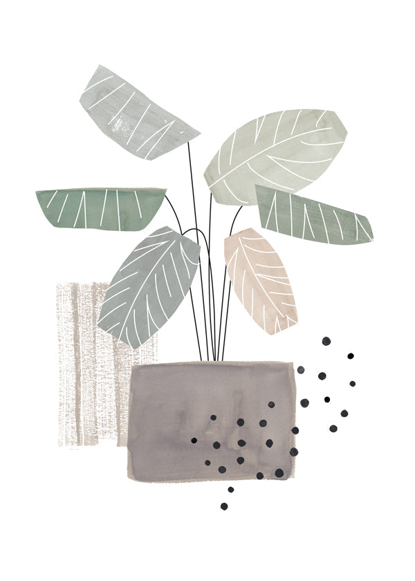 Botanisk plakat med stiliserede blade