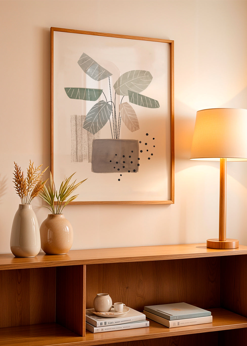 Botanisk plakat med stiliserede blade
