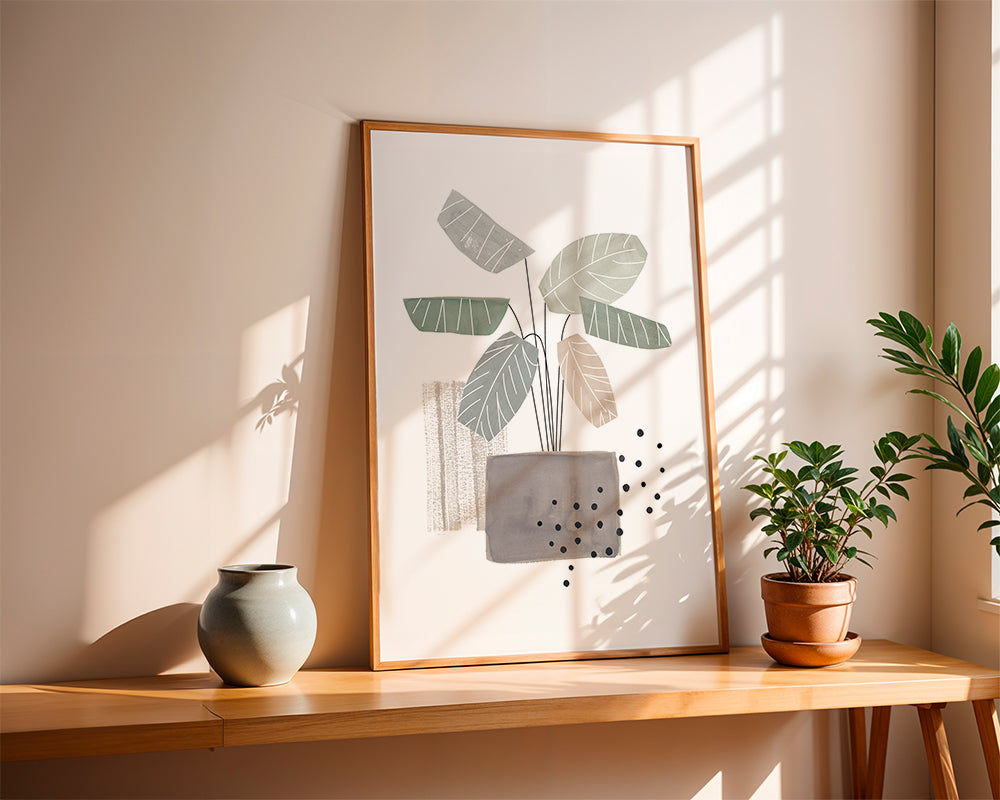 Botanisk plakat med stiliserede blade